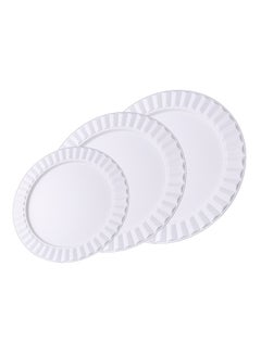 اشتري 3-Piece Iron Round Shape Serving Tray Set Includes 1xTray (L) 45cm, 1xTray (M) 39cm, 1xTray (S) 33cm Ivory White في السعودية