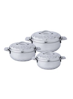 Buy 3 -Piece Hot Pot Set Chrome 1.0/1.5/2.5Liters in Saudi Arabia