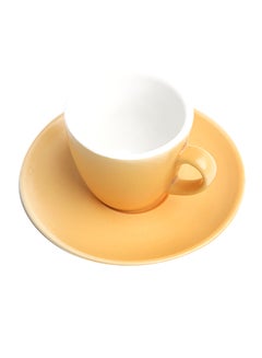 Buy Ceramic Coffee Cup And Saucer Orange 11.7x11.7x1.8cm in UAE