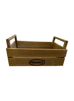 Buy Wooden Storage Crate with Handle Box Brown 50x27x20cm in UAE