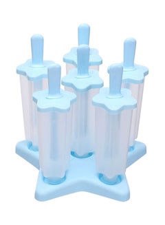 Buy 6-Piece Star Shape Ice Cream Popsicle Molds Set Blue/Clear 16x16x16centimeter in UAE
