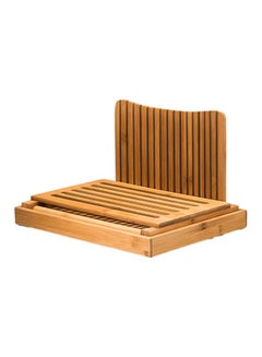 Buy 2-Piece Bamboo Bread Slicer And Cutting Board Set Brown 33x7x24centimeter in Saudi Arabia