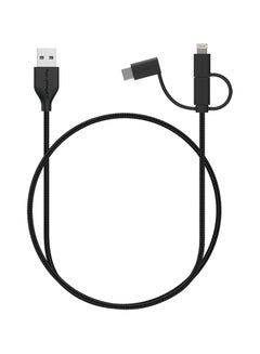 Buy 3-In-1 Braided Cable Black in Saudi Arabia