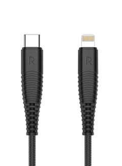 Buy Nylon Yarn Braided Type-C To Lightning Cable Black in UAE