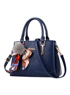 Buy Ribbon Fur Ball Crossbody Bag Navy in UAE