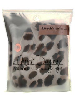 Buy Leopard Pattern Quick Drying Hair Towel Black/Brown/Off White 21.6 x 17.8cm in UAE