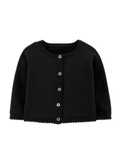 Buy Long Sleeve Knit Cardigan Black in Saudi Arabia