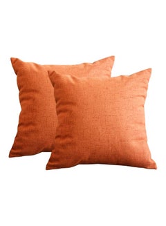 Buy 2-Piece Decorative Square Pillow Set Orange 45x45cm in Saudi Arabia