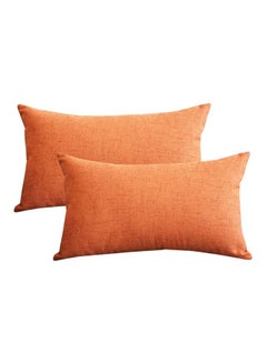 Buy 2-Piece Decorative Rectangular Pillow Set Orange 30x50centimeter in Saudi Arabia