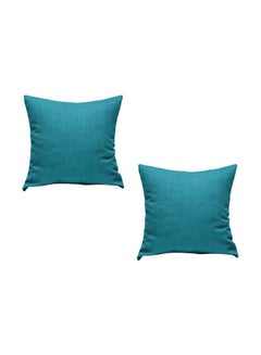 Buy 2-Piece Decorative Square Throw Pillow Set Blue 60x60cm in Saudi Arabia