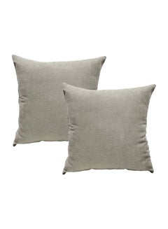 Buy 2-Piece Soft Square Throw Pillow Beige 50x50cm in Saudi Arabia