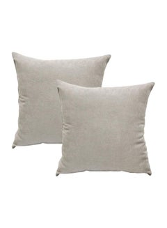 Buy 2-Piece Soft Square Throw Pillow Grey 50x50cm in Saudi Arabia