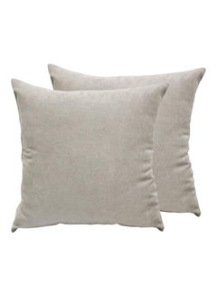 Buy 2-Piece Square Throw Pillow Set Beige 60x60cm in Saudi Arabia