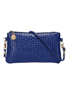 Buy Alligator Pattern Crossbody Faux Leather Bag Blue in Saudi Arabia