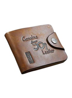 Buy Faux Leather Bifold Wallet Brown in Saudi Arabia