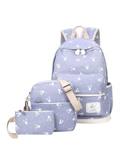 Buy 3-Piece Rabbit Printed Kids Backpack Set Purple/White in Saudi Arabia