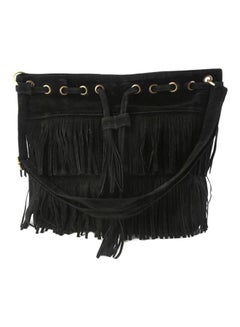 Buy Fringe Tassel Decor Shoulder Bag Black in Saudi Arabia