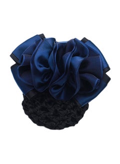 اشتري Stylish Mesh Flower Pattern Bow Barrette Lady Hair Clip Cover Net أسود/أزرق One Size في الامارات