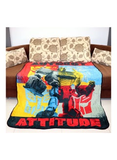 Buy Transformer Printed All Seasons Blanket Fleece Red/Yellow/Blue 120x140cm in UAE