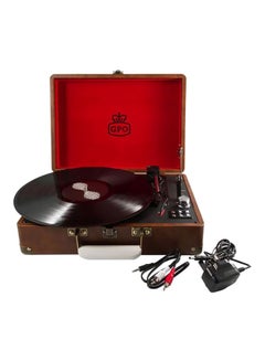 Buy Attache Briefcase Style Vinyl Record Player 52160000 Vintage Brown/Red in UAE