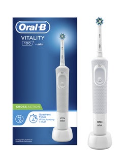 Buy Vitality 100 Cross Action Rechargeablre Toothbrush White in Saudi Arabia