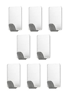 Buy 8-Piece Adhesive Wall Hook Set Silver in Saudi Arabia