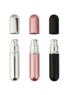 Buy 3-Piece Portable Mini Refillable Spray Bottle Set Silver/Pink/Black in Saudi Arabia