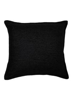 Buy Woven Chenille Throw Pillow Black 60x60cm in Saudi Arabia