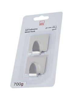 Buy 2-Piece Square Metal Hook Set Silver in UAE