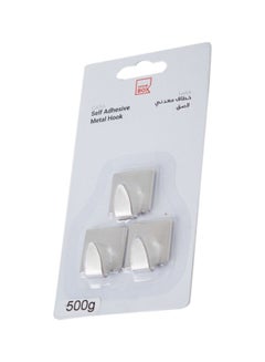 Buy 3-Pieces Square Metal Hook Set Silver in UAE