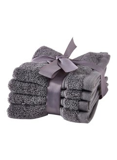 Buy 4-piece Textured Face Towel Grey 406centimeter in UAE