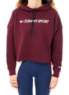 Buy Cropped Hoodie Logo Deep Rouge in UAE