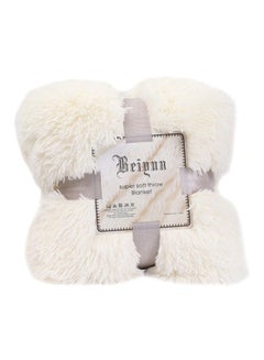Buy Soft Fur Throw Blanket Combination White 160x130centimeter in Saudi Arabia