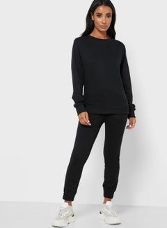Buy Essential Sweatshirt Joggers Set Black in UAE