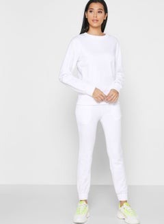 Buy Essential Sweatshirt Joggers Set White in UAE