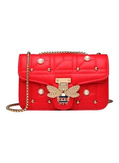 Buy PU Crossbody Bag Red/Gold in Saudi Arabia