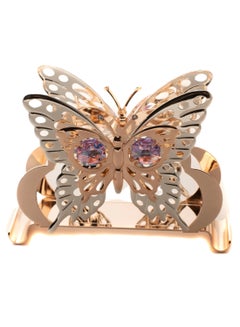 Buy Decorative Crystal Butterfly Shaped Tissue Holder Silver/Purple/Gold 10 x 14cm in Saudi Arabia