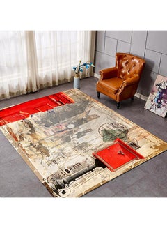 Buy Vintage Style Mail Box Pattern Living Room Carpet Multicolour 60 x 90cm in Saudi Arabia