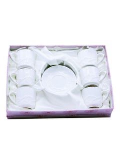 Buy 12-Piece Coffee Cup And Saucer Set White 80ml in Saudi Arabia