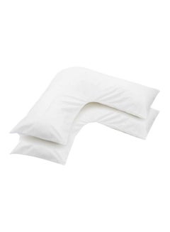 Buy 2-Piece V-Shaped Pillow Microfiber White 90x50centimeter in Saudi Arabia