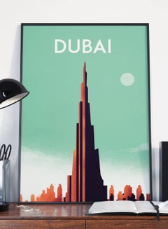 Buy Dubai Vintage Travel Poster With Frame Multicolor 30 x 40centimeter in UAE