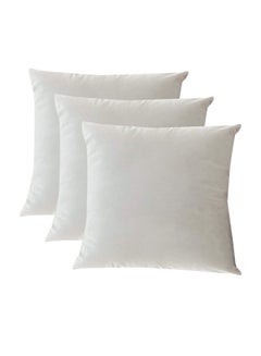 اشتري 3-Piece Solid Pattern Decorative Pillow velvet Off White 30x10x30cm في السعودية