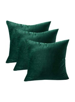 Buy 3-Piece Solid Pattern Decorative Pillow velvet Aqua Green 65x65x10cm in Saudi Arabia