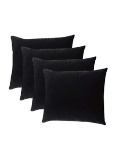 Buy 4-Piece Solid Pattern Decorative Pillow velvet Black 65x65cm in Saudi Arabia