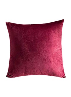 Buy Solid Pattern Decorative Pillow velvet Maroon 65x65cm in Saudi Arabia