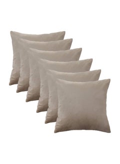 Buy 6-Piece Solid Pattern Decorative Pillow polyester Grey 40x40cm in Saudi Arabia