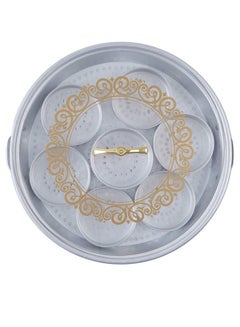 Buy Breakfast Serving Tray With 7 Serving Plates And Lid Silver/Clear 17inch in UAE