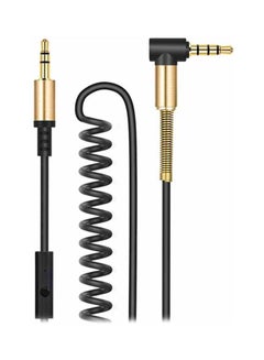 Buy Male To Male Spring Audio Cable With Mic Black/Gold in Egypt