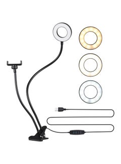 Buy 2-In-1 LED Ring Light With Cell Phone Holder Stand Black/White in UAE