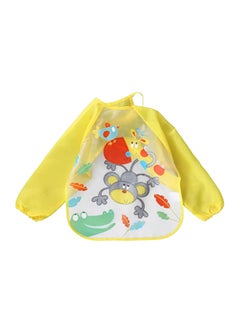 Buy Waterproof Long Sleeve Artist Painting Apron Yellow/Clear in UAE